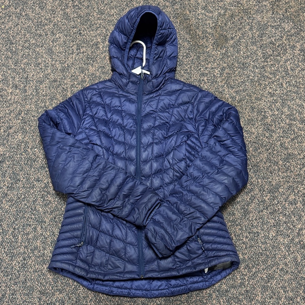 Marmot Navy Quilted Hooded Puffer Jacket